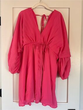 Boutique Hot Pink Tie-Back Mini Dress